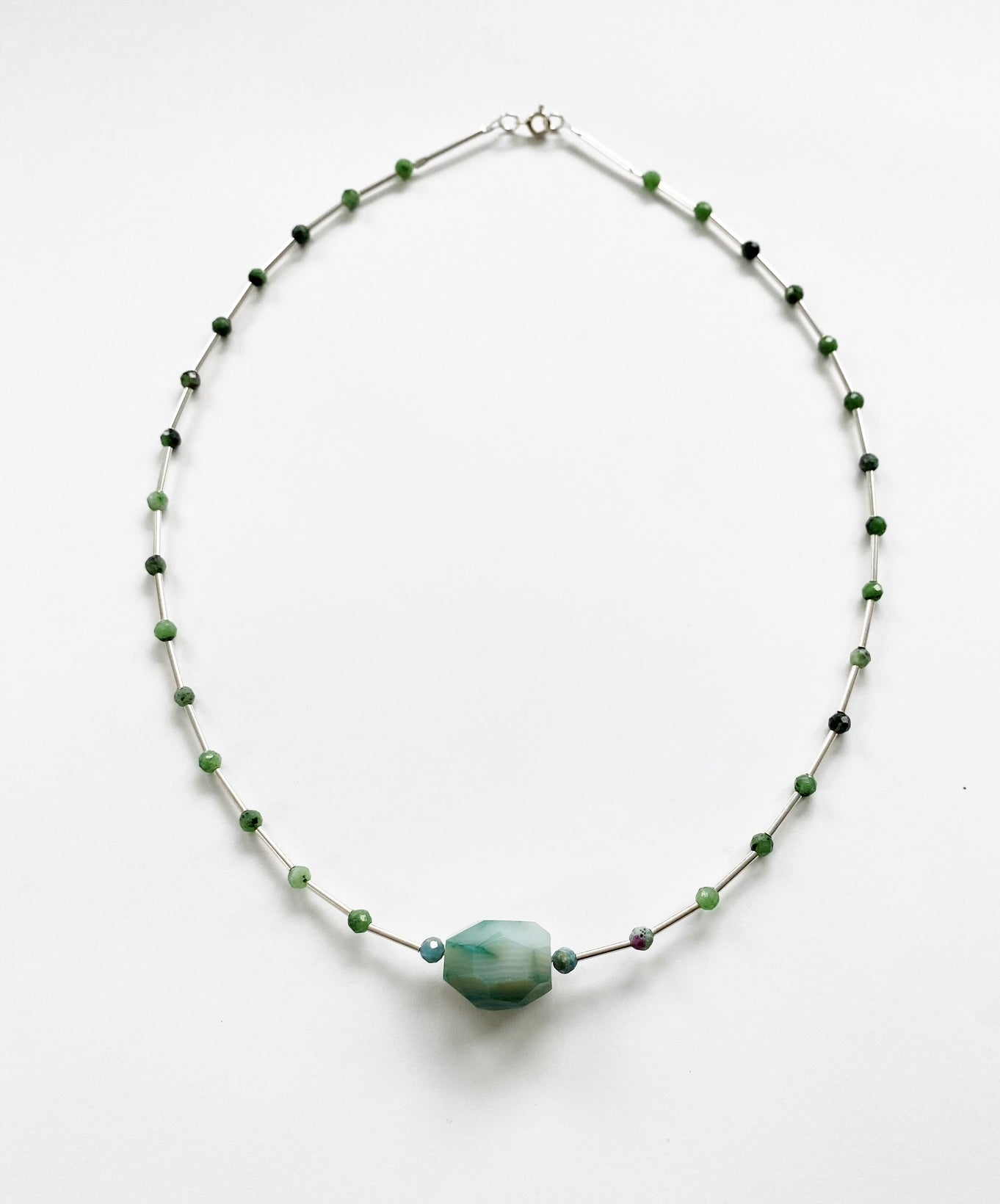 Necklace- Green Agate & Emerald