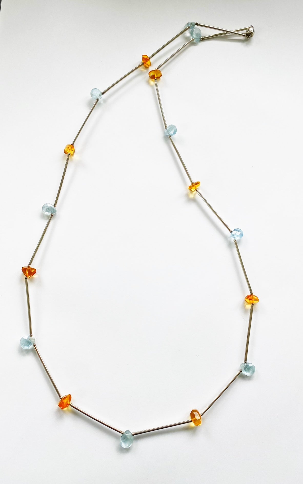 Necklace- Aquamarine & Amber