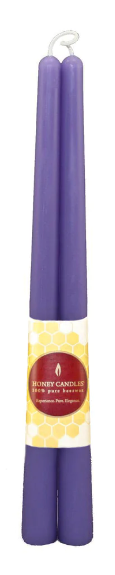 Pair of Beeswax 12" Taper Candles -  Spring Crocus