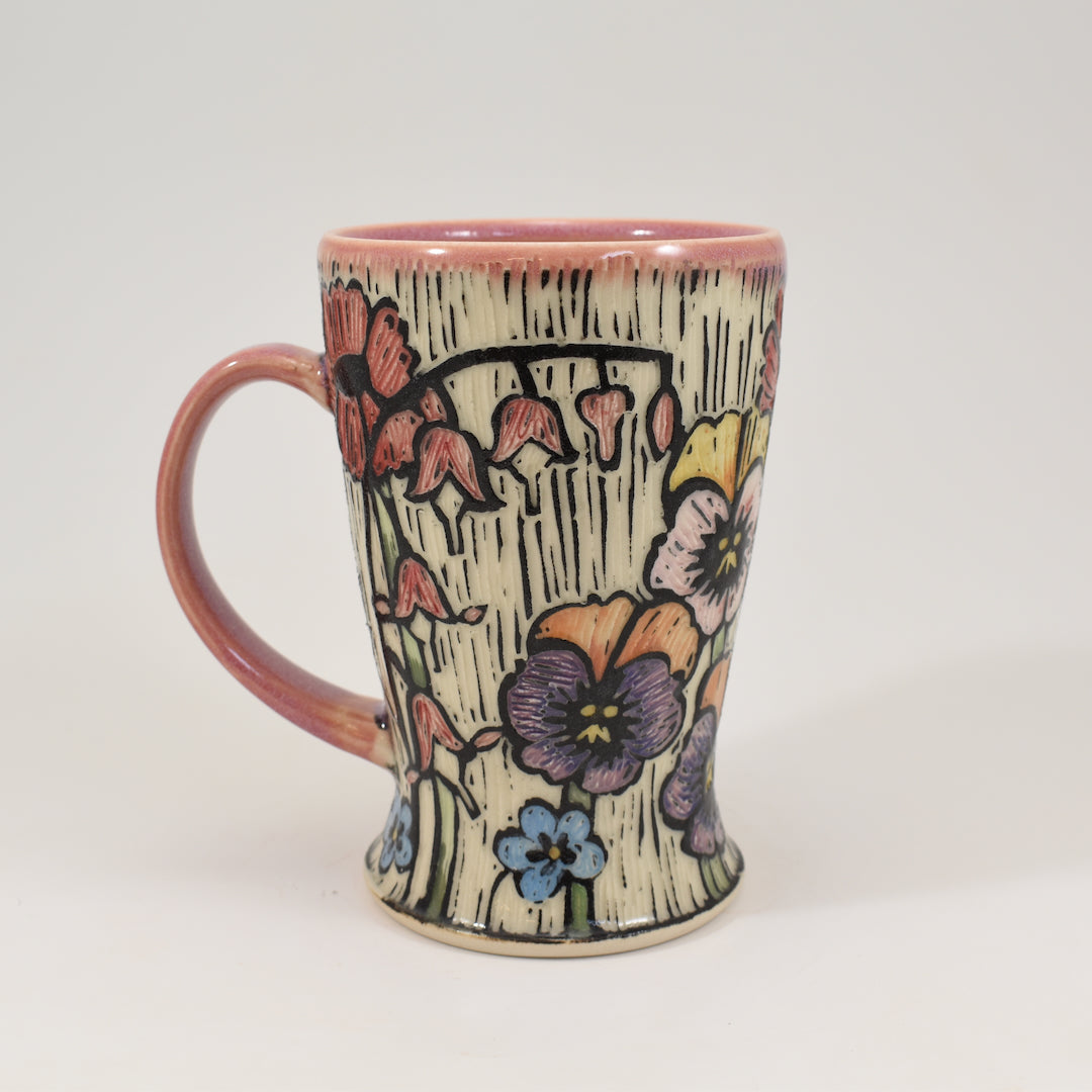 Tall Mug - Spring Flowers, Pink