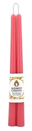 Pair of Beeswax 12" Taper Candles - Paris Pink