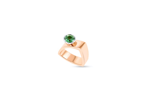 Green Tourmaline, Rose & White Gold Ring