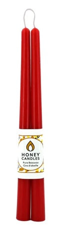 Pair of Beeswax 12" Taper Candles - Red