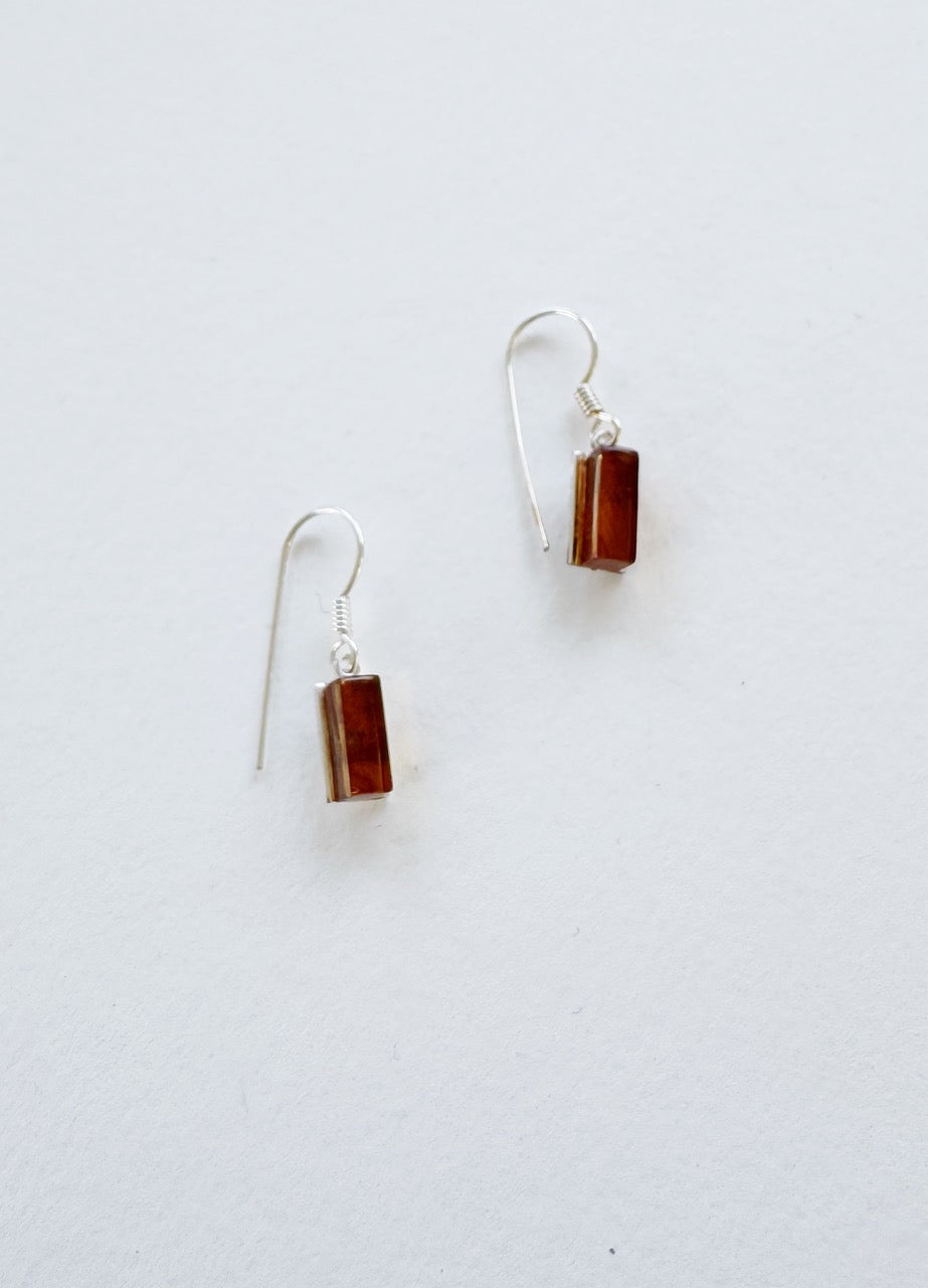 Amber & Silver Dangle Earrings