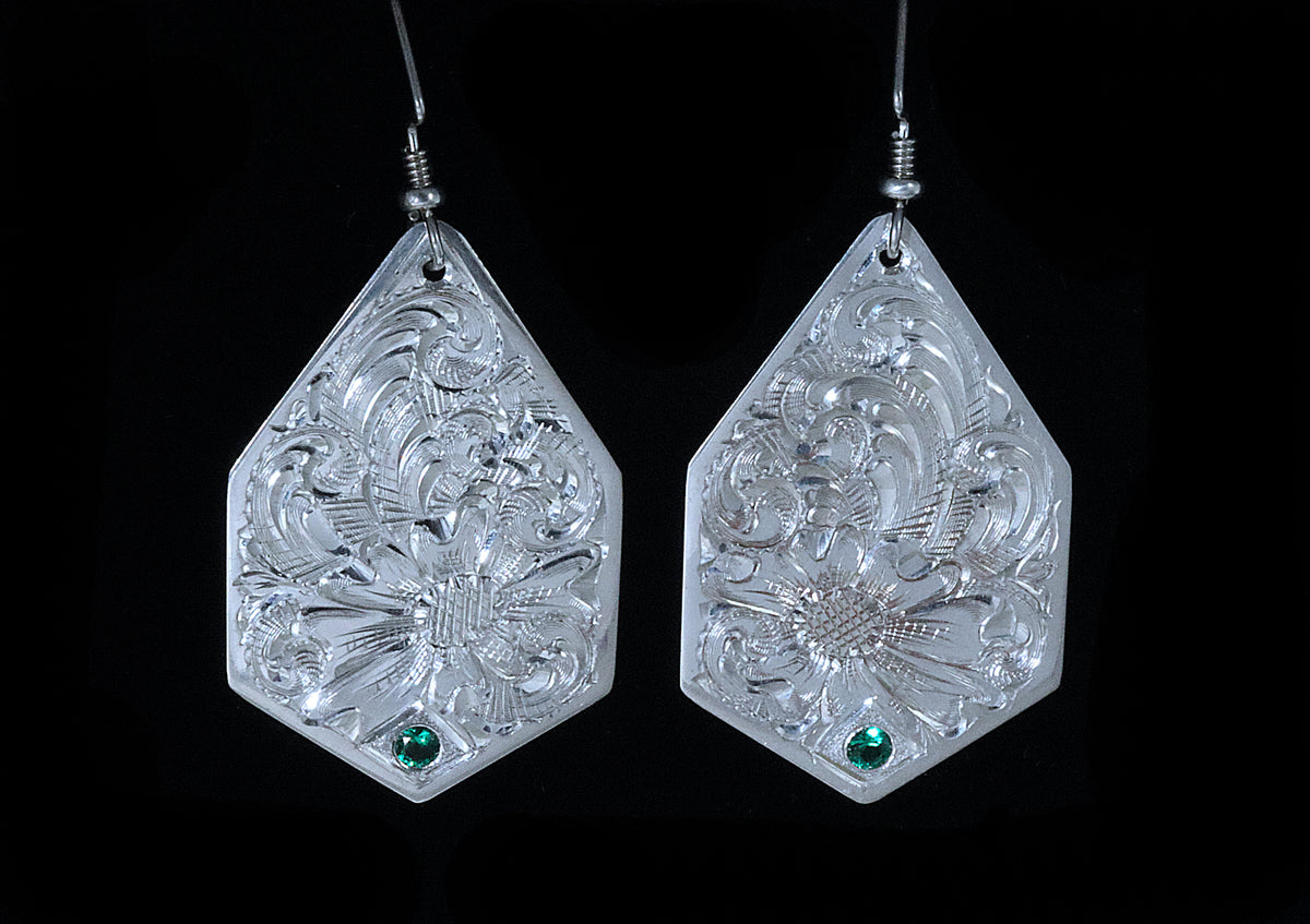 Silver & Emerald Earrings