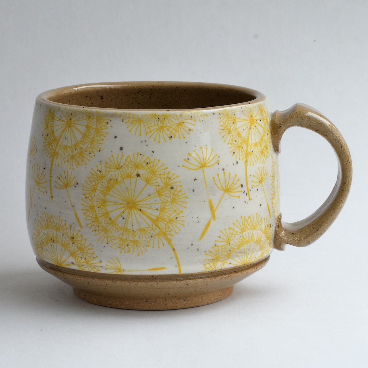 Yellow Dandelion Puff Rustic Round Mug