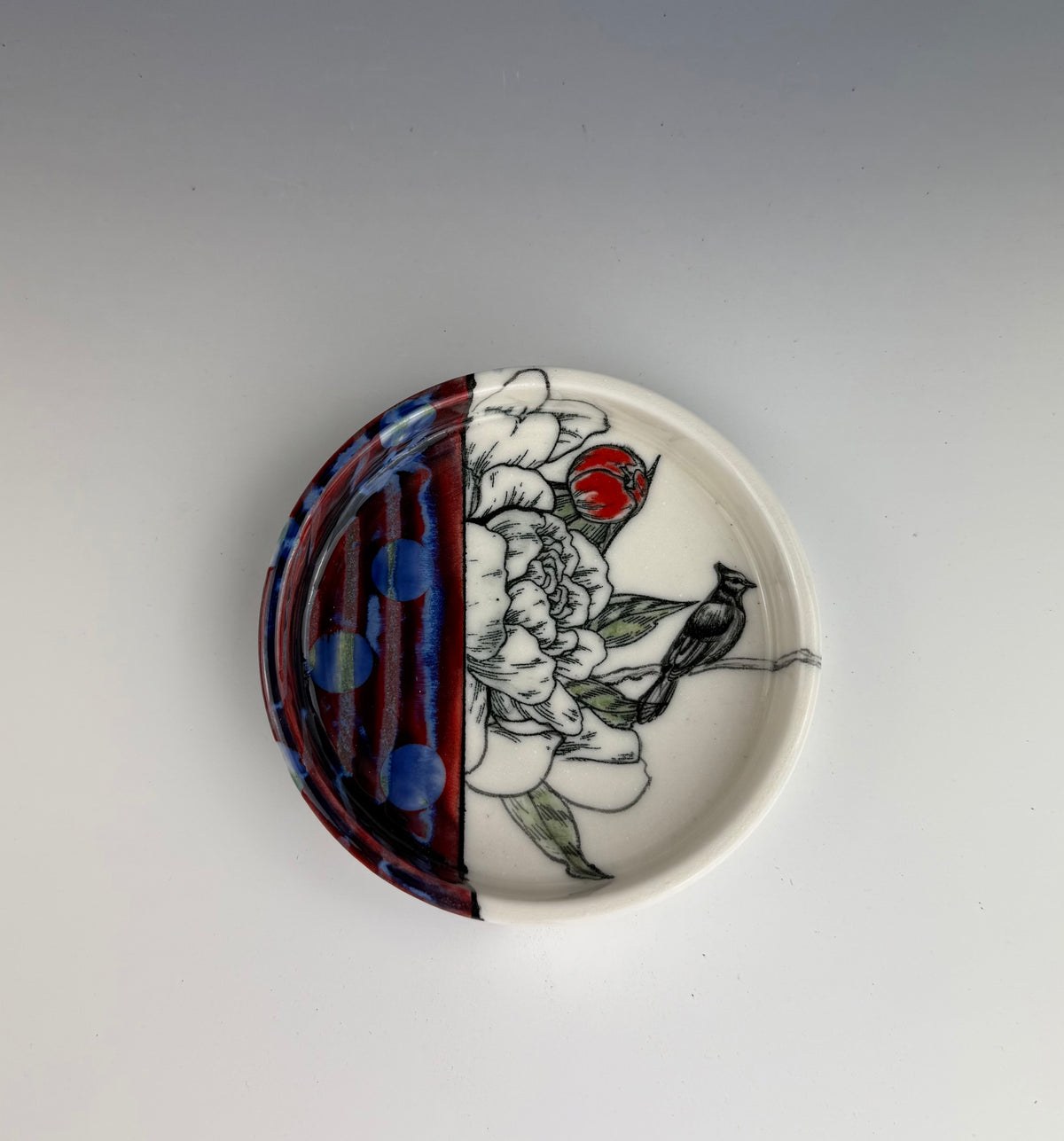 Peony With Bird Dish