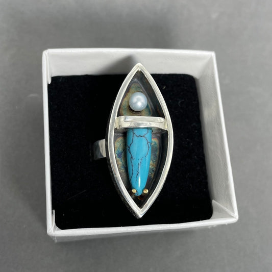 Framed Turquoise Ring
