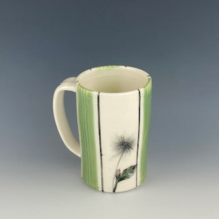 Green Striped Dandelion Mug