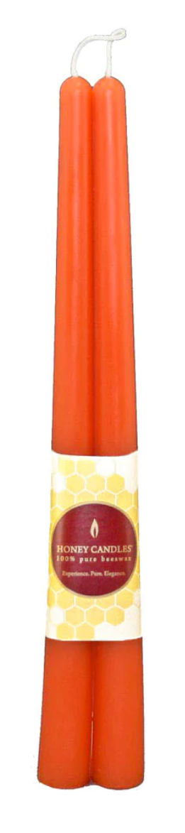 Pair of Beeswax 12" Taper Candles - Tangerine