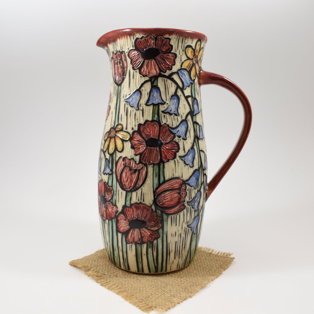 Pitcher- Spring Flowers, Red