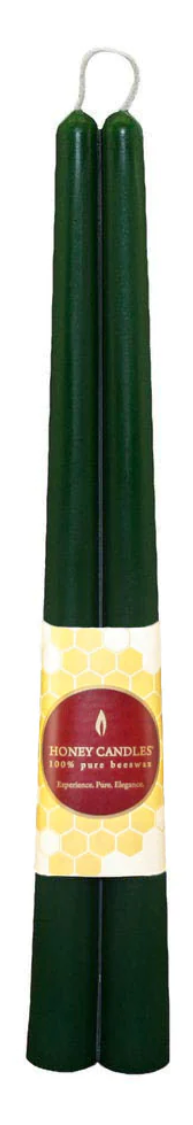 Pair of Beeswax 12" Taper Candles -  Forest Green