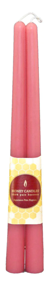 Pair of Beeswax 12" Taper Candles - Paris Pink