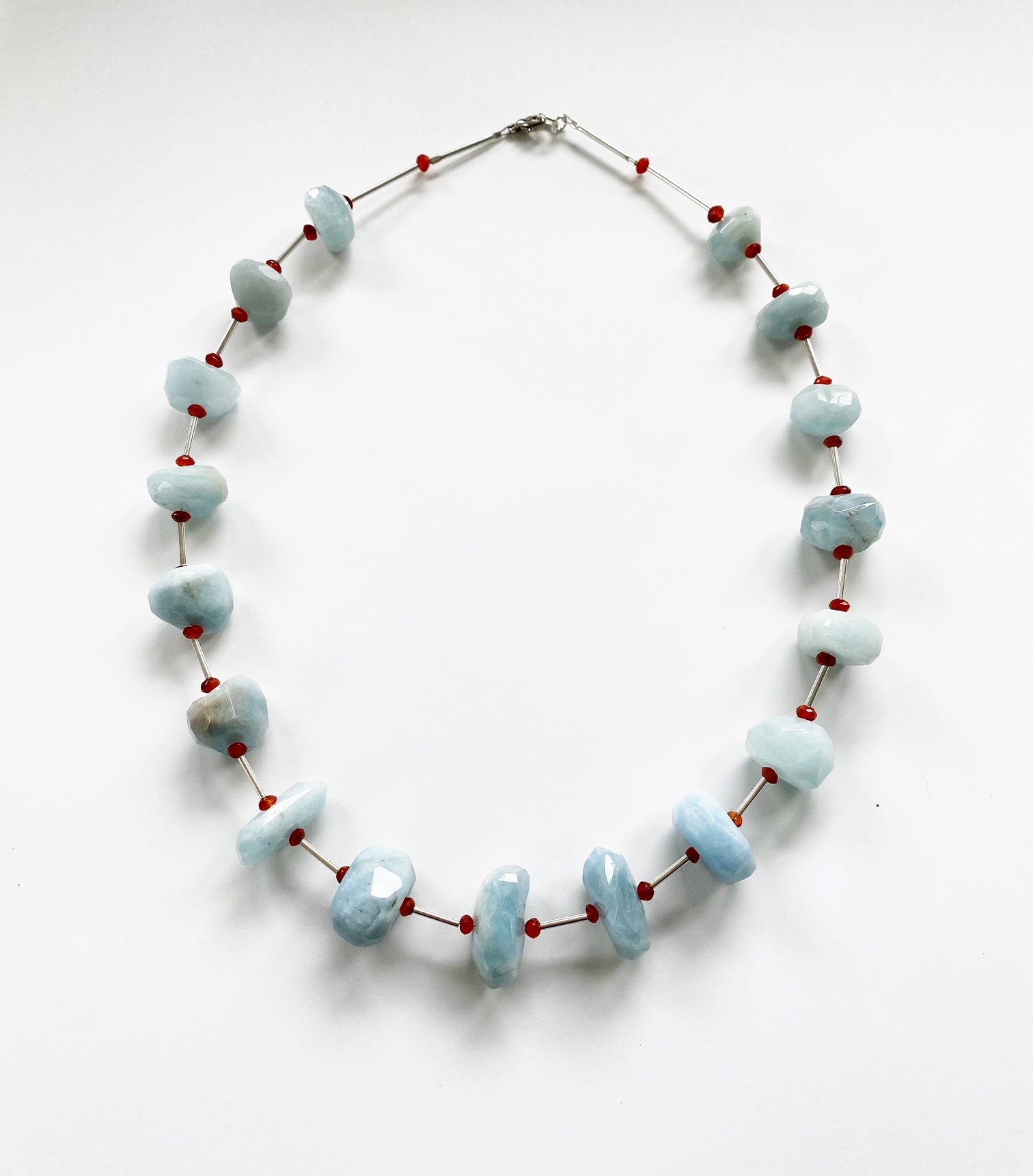 Necklace- Carnelian & Aquamarine