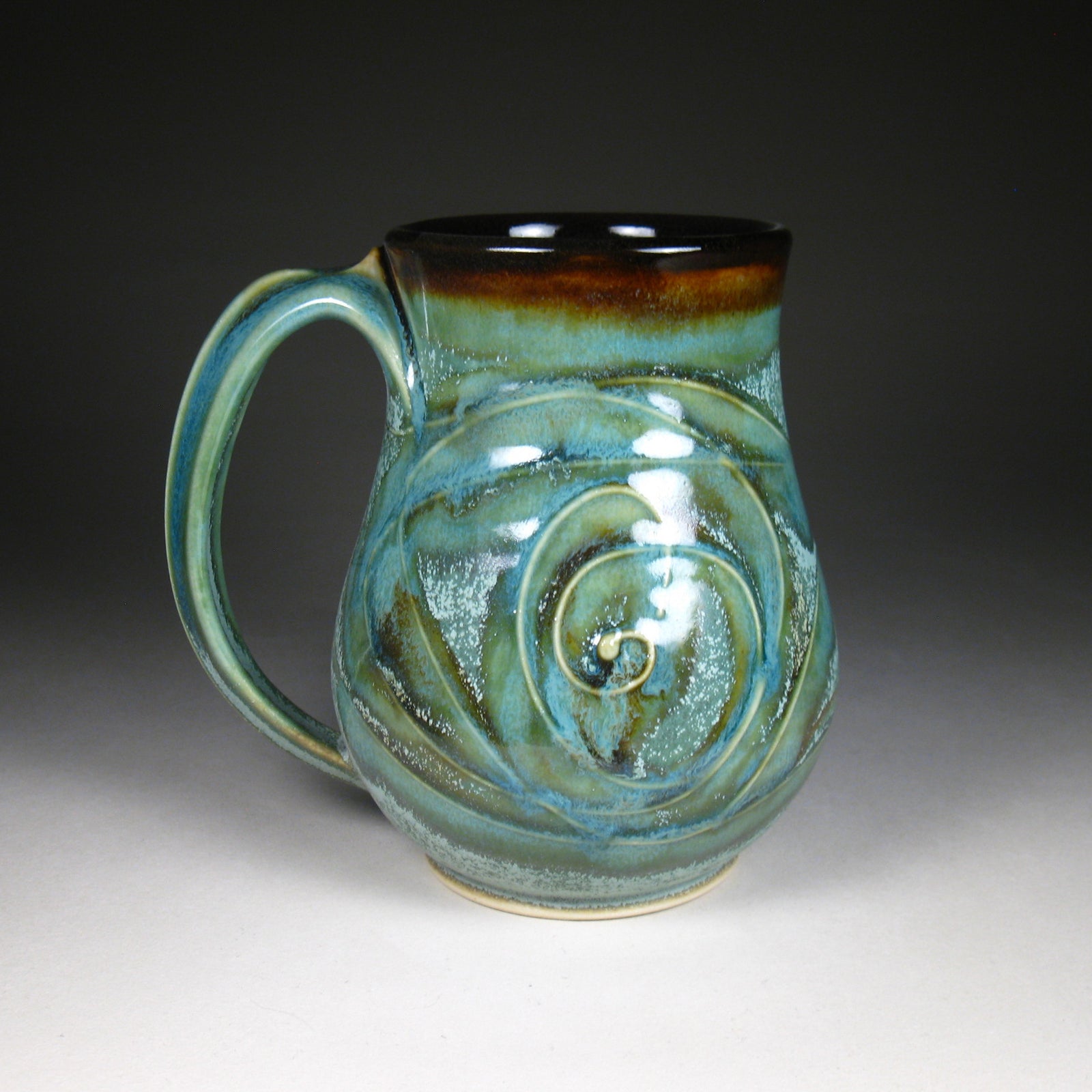 Ceramic Pitcher with Lid 200ml, turquoise-purple glaze