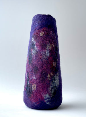 Felted Vase - Purple Silk Flowers Print