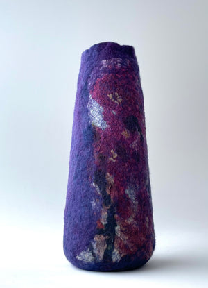 Felted Vase - Purple Silk Flowers Print