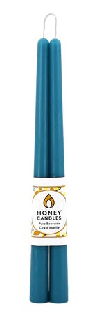 Pair of Beeswax 12" Taper Candles -  Glacier Teal