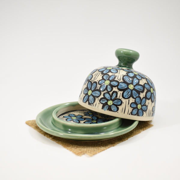 Butter Dish Rainbow Daisy, Green Bluerock Gallery