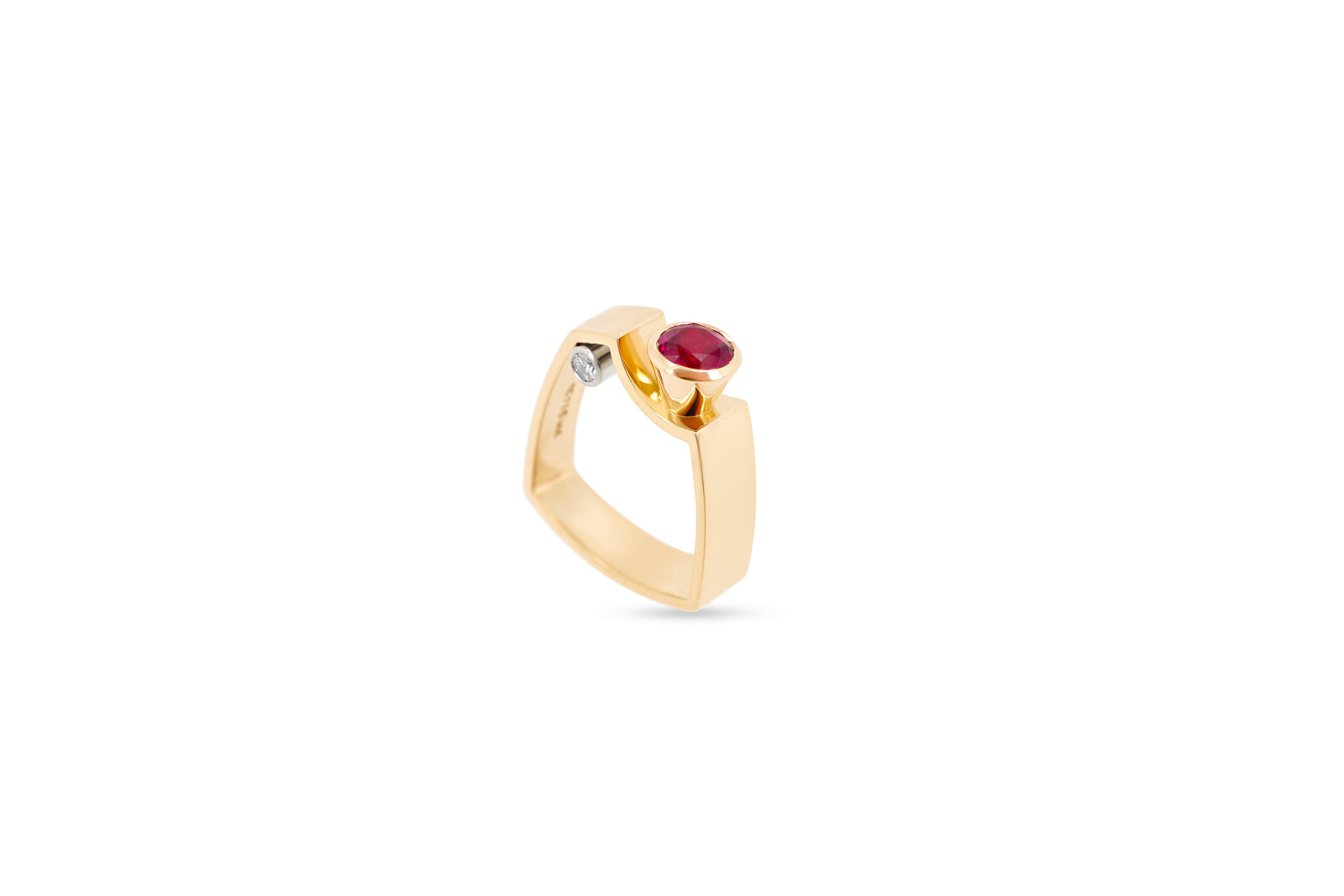 Rubellite & Gold Ring with Diamonds