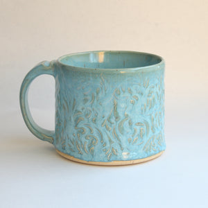 Turquoise Vine Mug - White Clay
