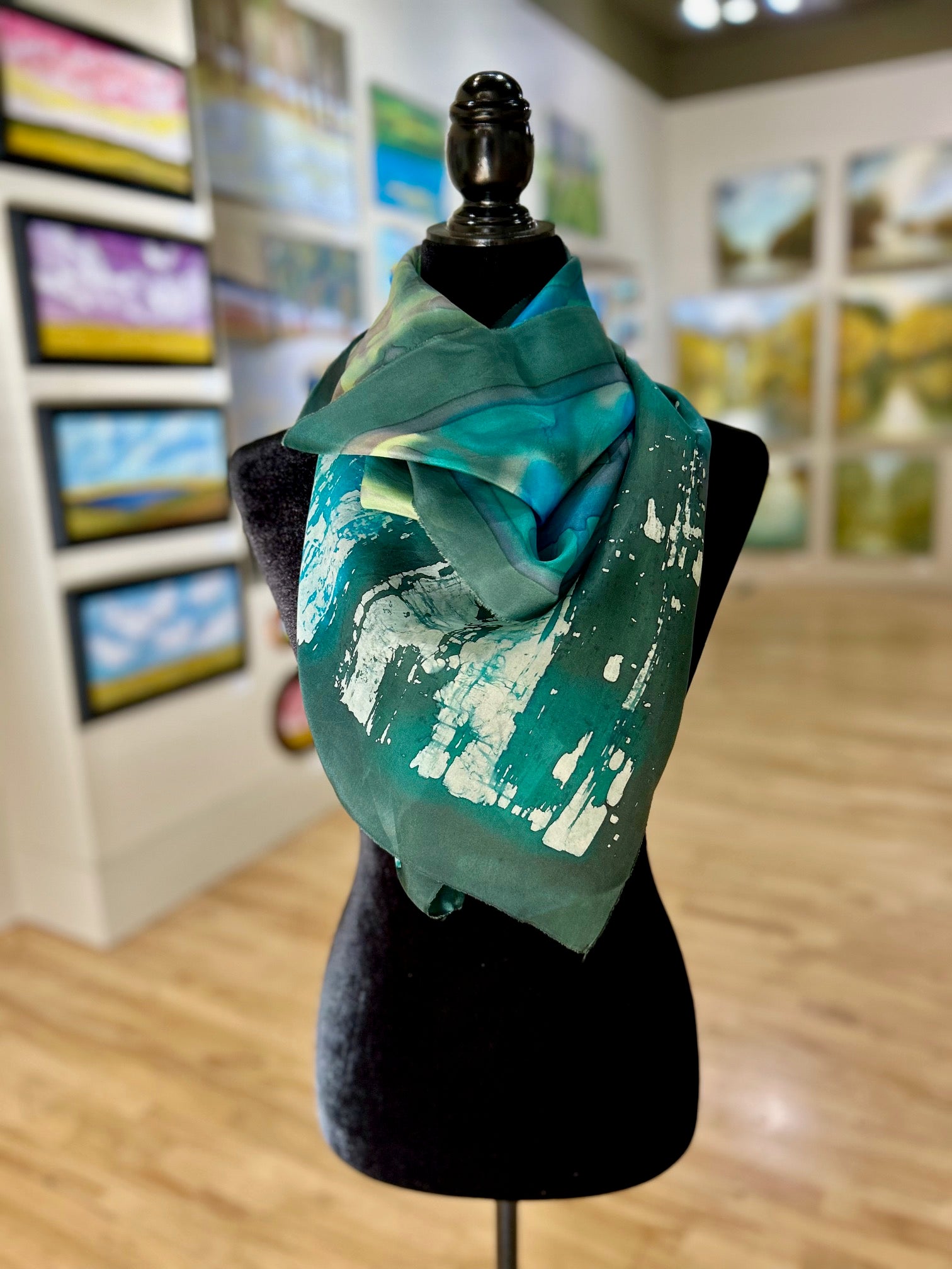 Batik Scarf - Forest Green & Teal