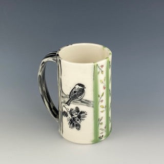 Green Striped Chickadee Mug