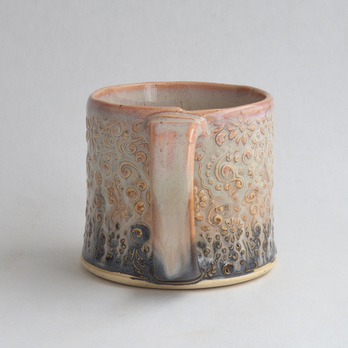 Small Chocolate Peach Floral Mug