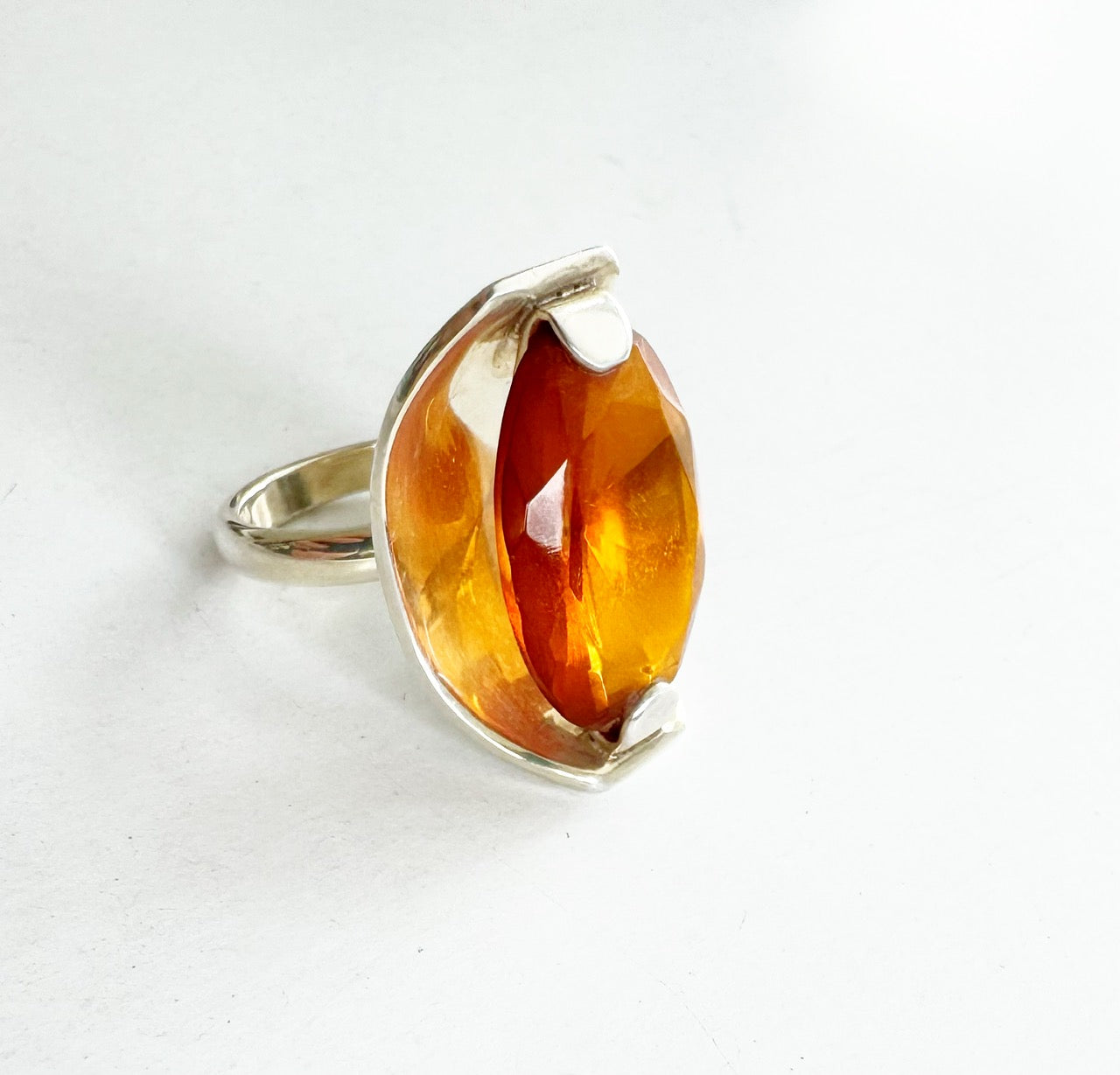 Faceted Amber Ring