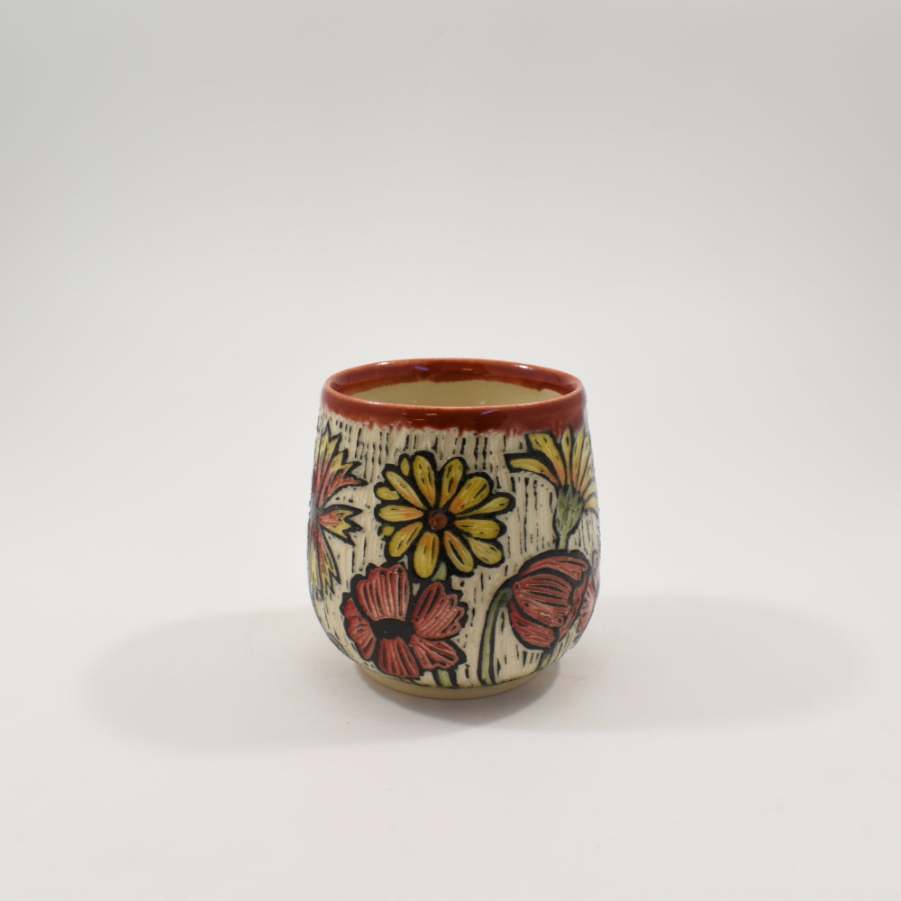 Tumbler, short - Spring Flowers, Red
