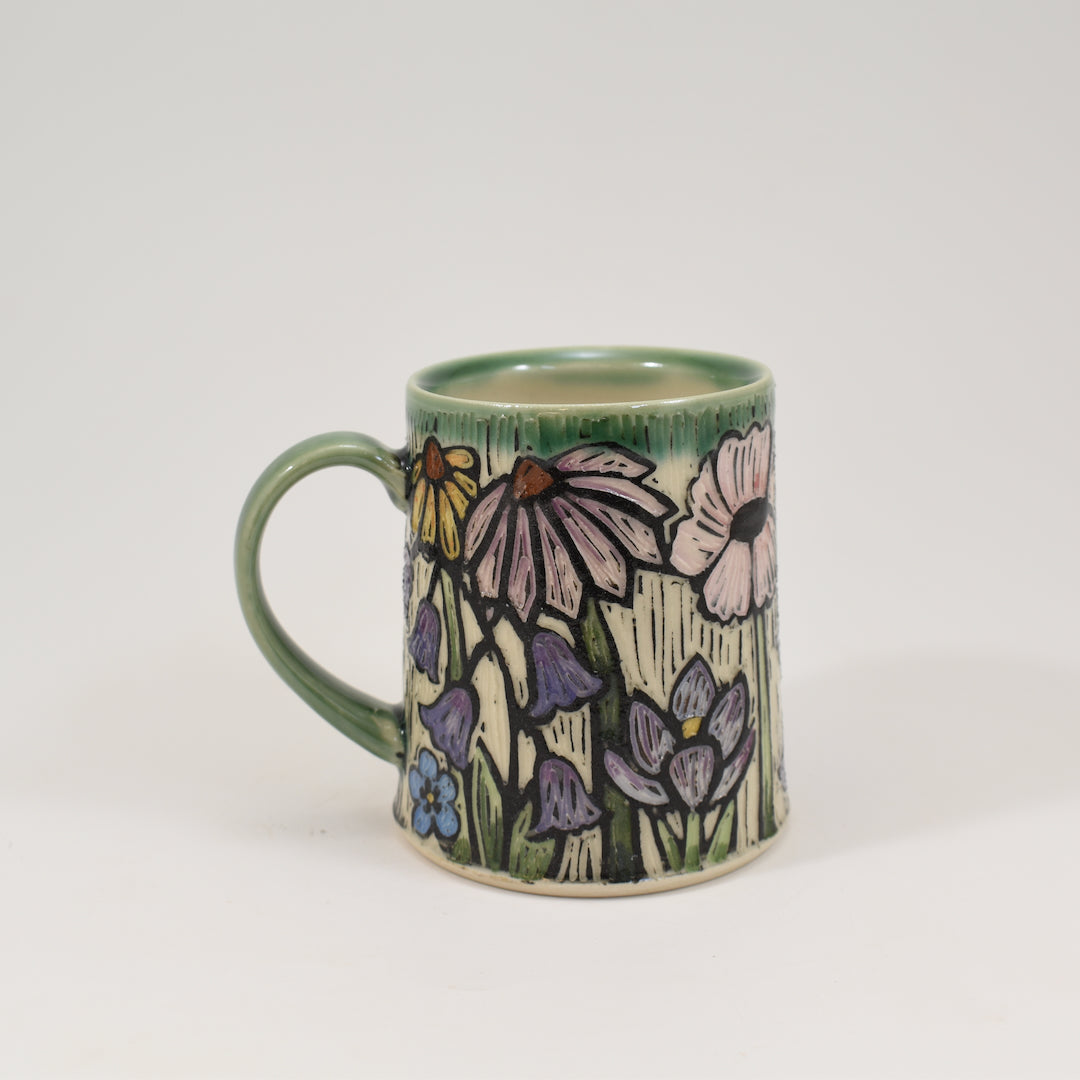 Mug Short - Spring Flowers, Green