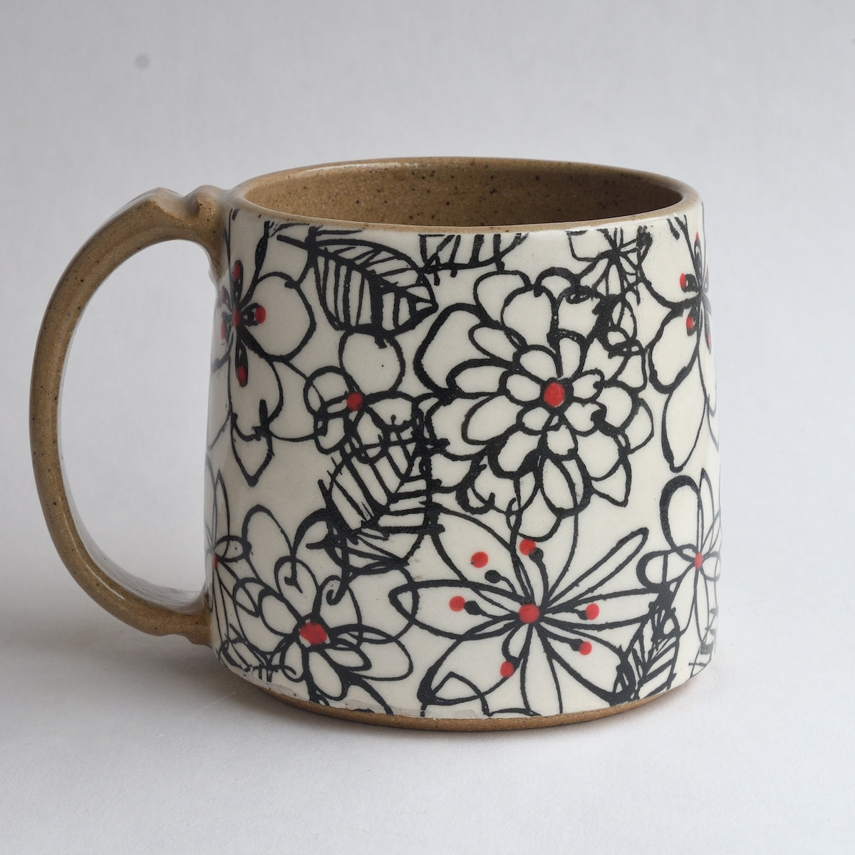 Rustic Medium Mug - Scribble Flowers