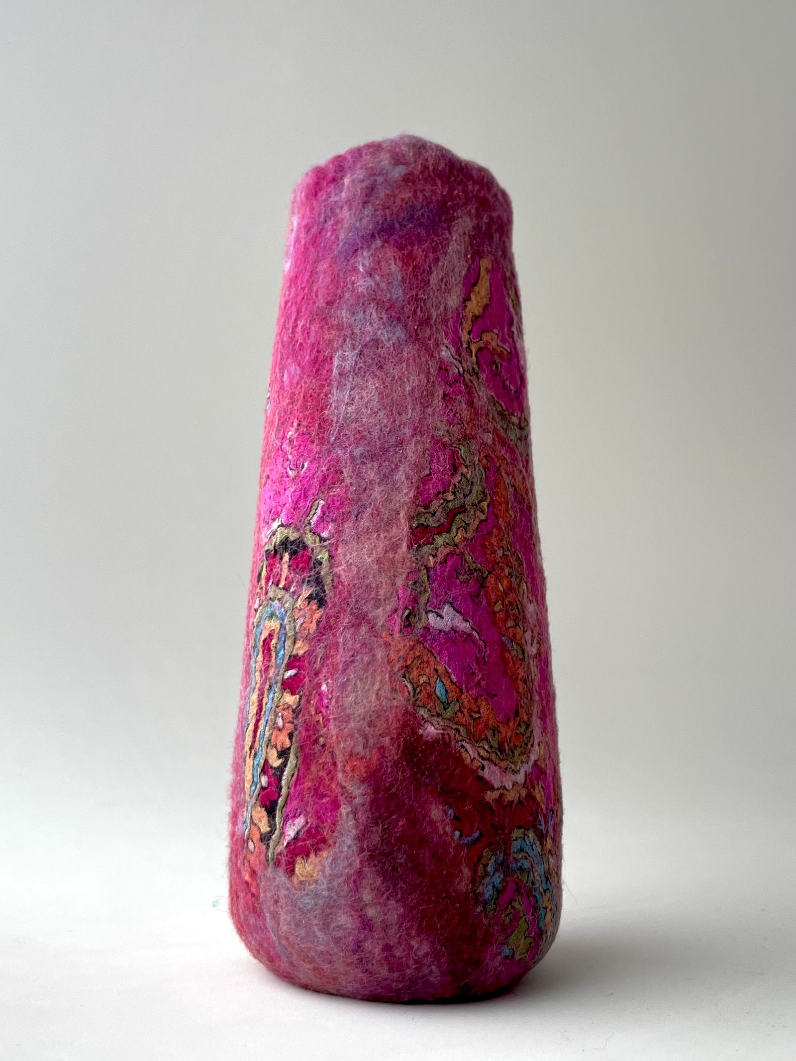Felted Vase - Fuschia Pink with Silk