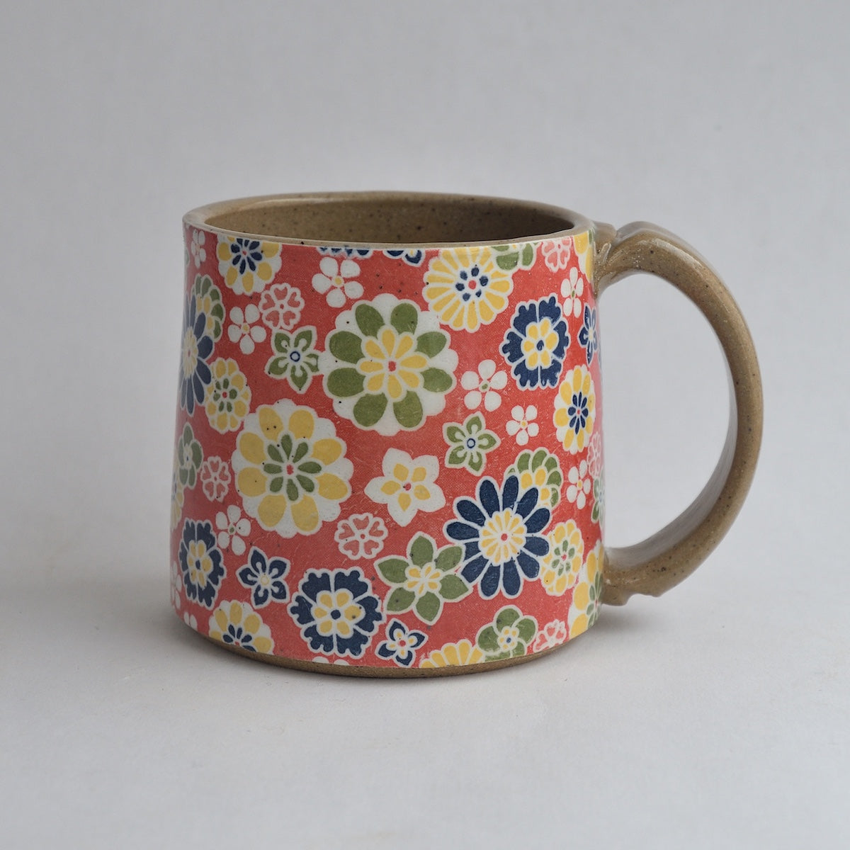 Rustic Medium Mug - Red Retro Florals
