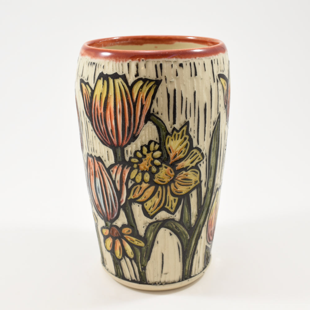 Tall Tumbler - Spring flowers, red