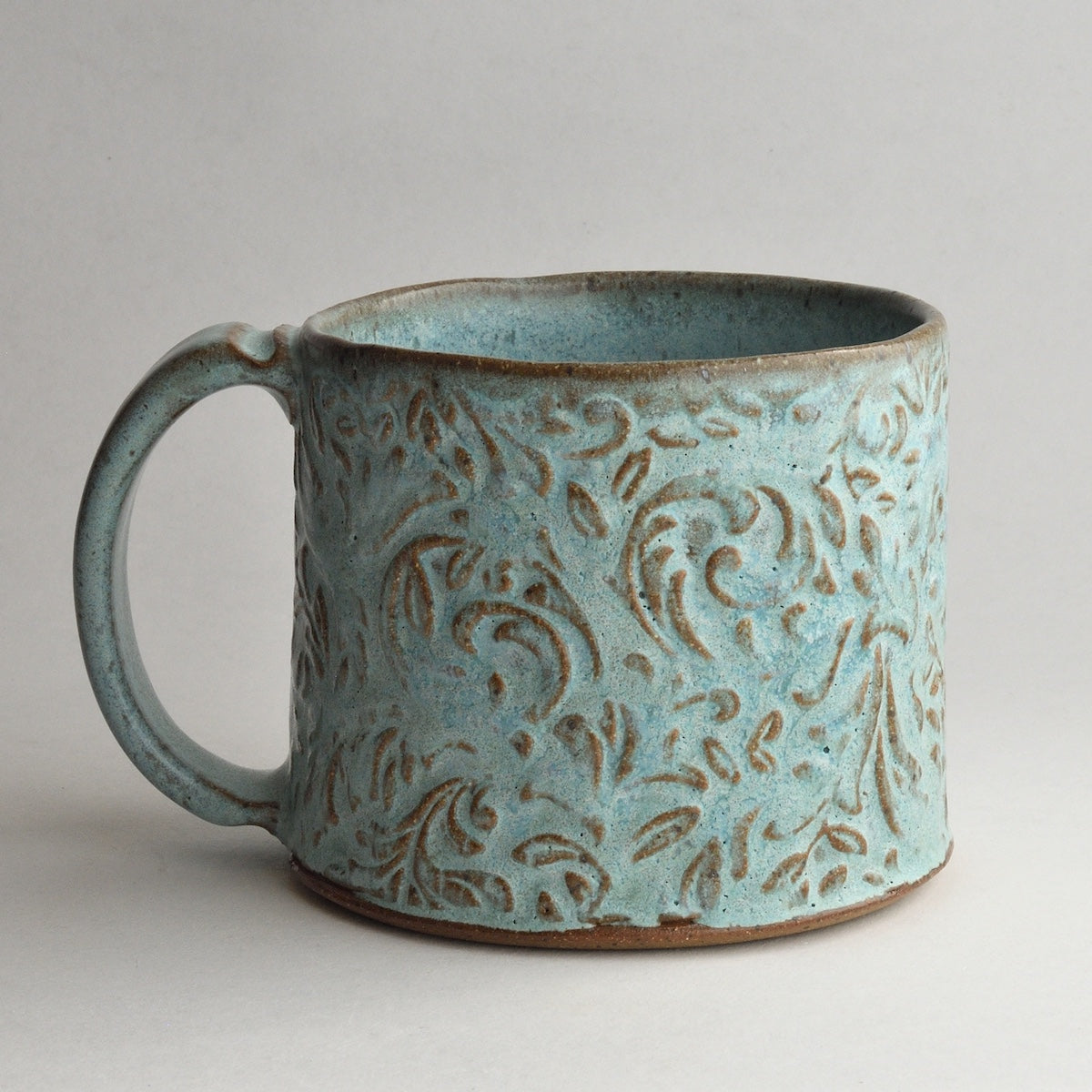 Turquoise Vine Mug - Tan Clay