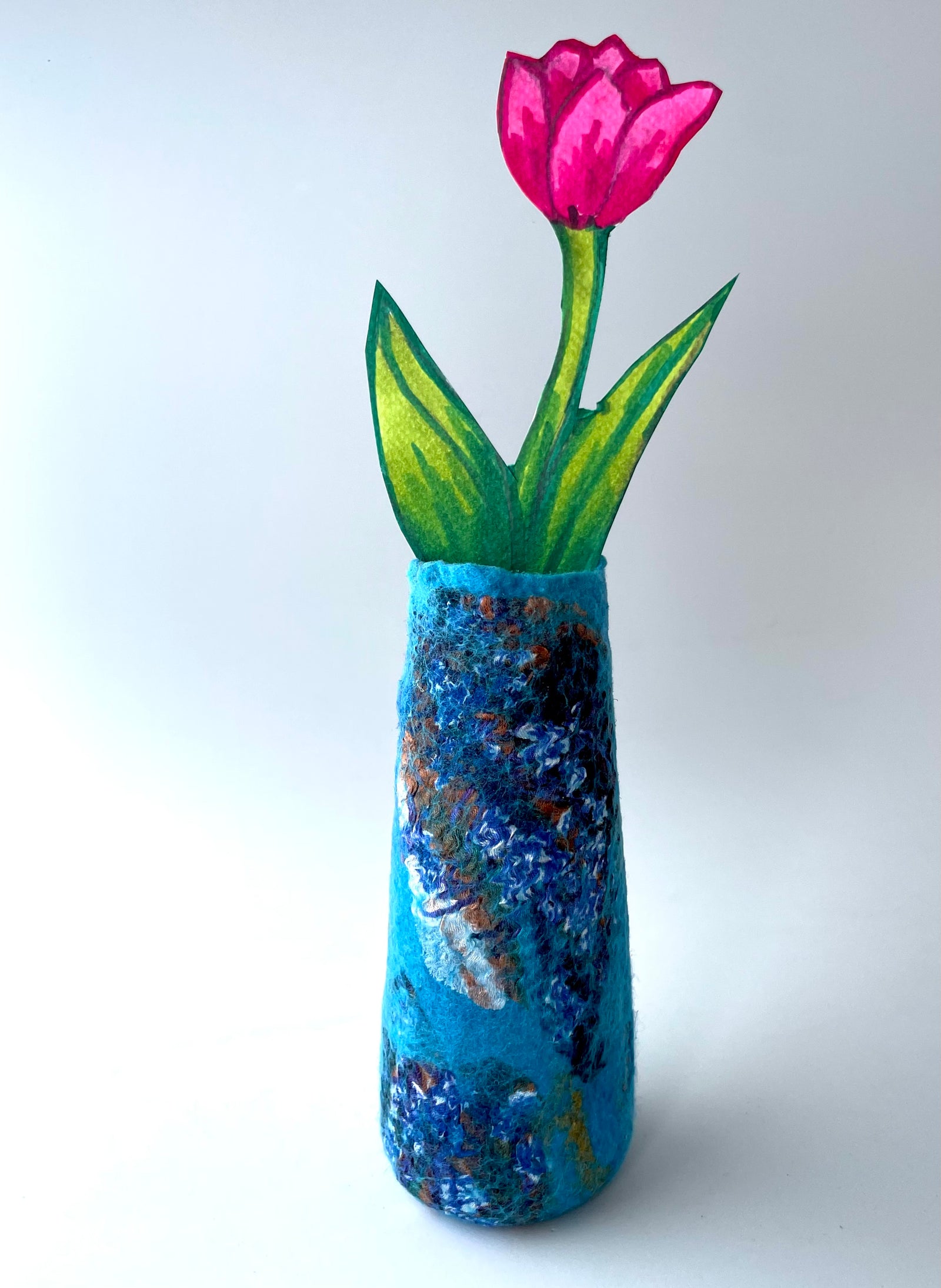 Felted Vase - Blue Silk 2