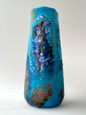 Felted Vase - Blue Silk