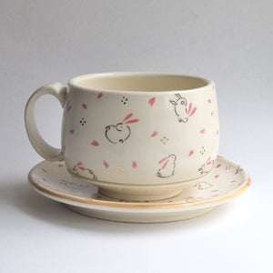 Round Mug and Saucer - Bunnies