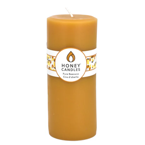 7" Round Natural Beeswax Pillar Candle