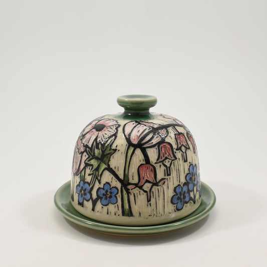 Butter Dish - Spring Flowers, Green