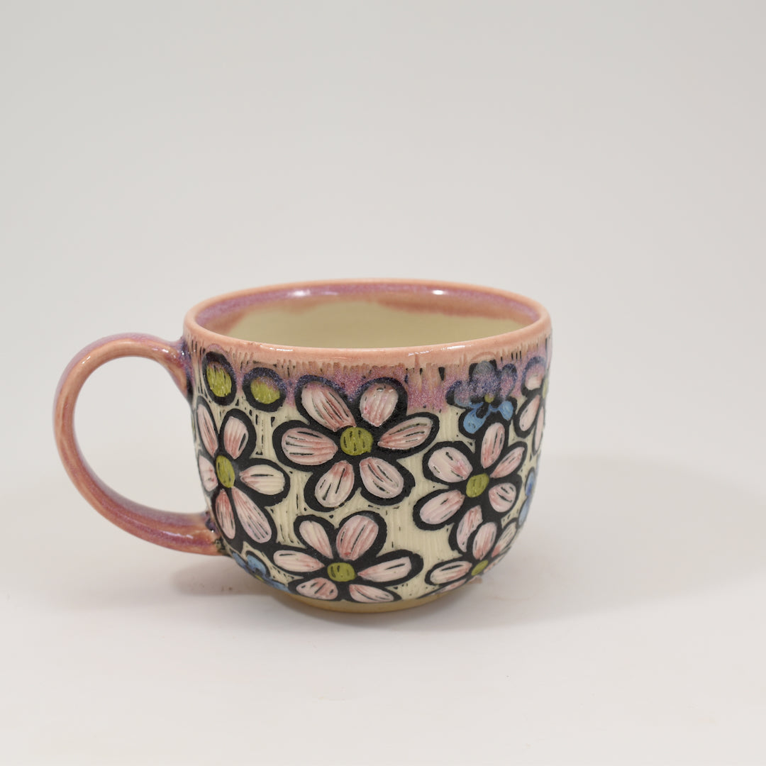 Teacup - Rainbow Daisy, Pink