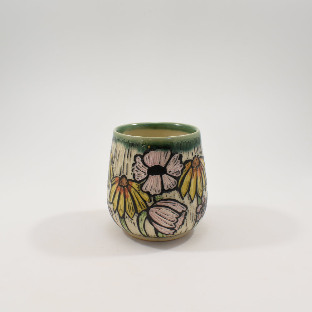 Tumbler, short - Spring Flowers, Green