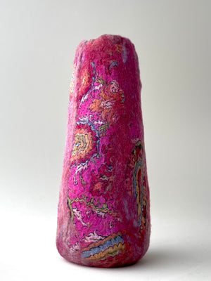 Felted Vase - Fuschia Pink with Silk