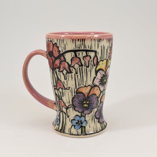 Tall Mug - Spring Flowers, Pink