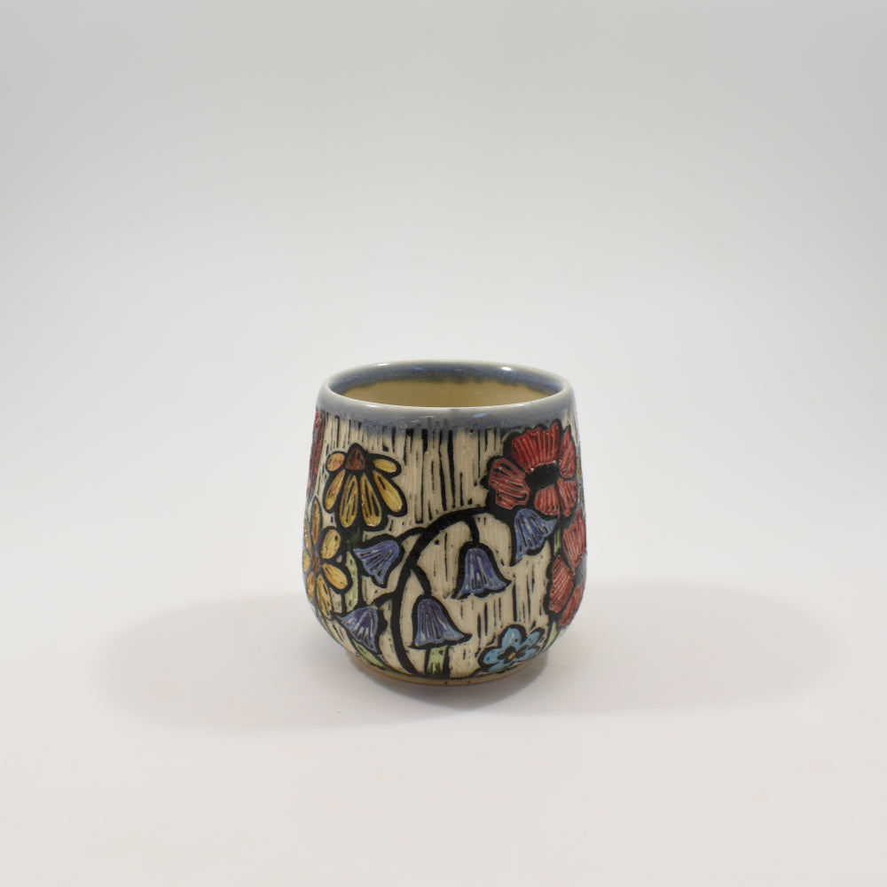 Tumbler, short Spring Flowers, Light Blue