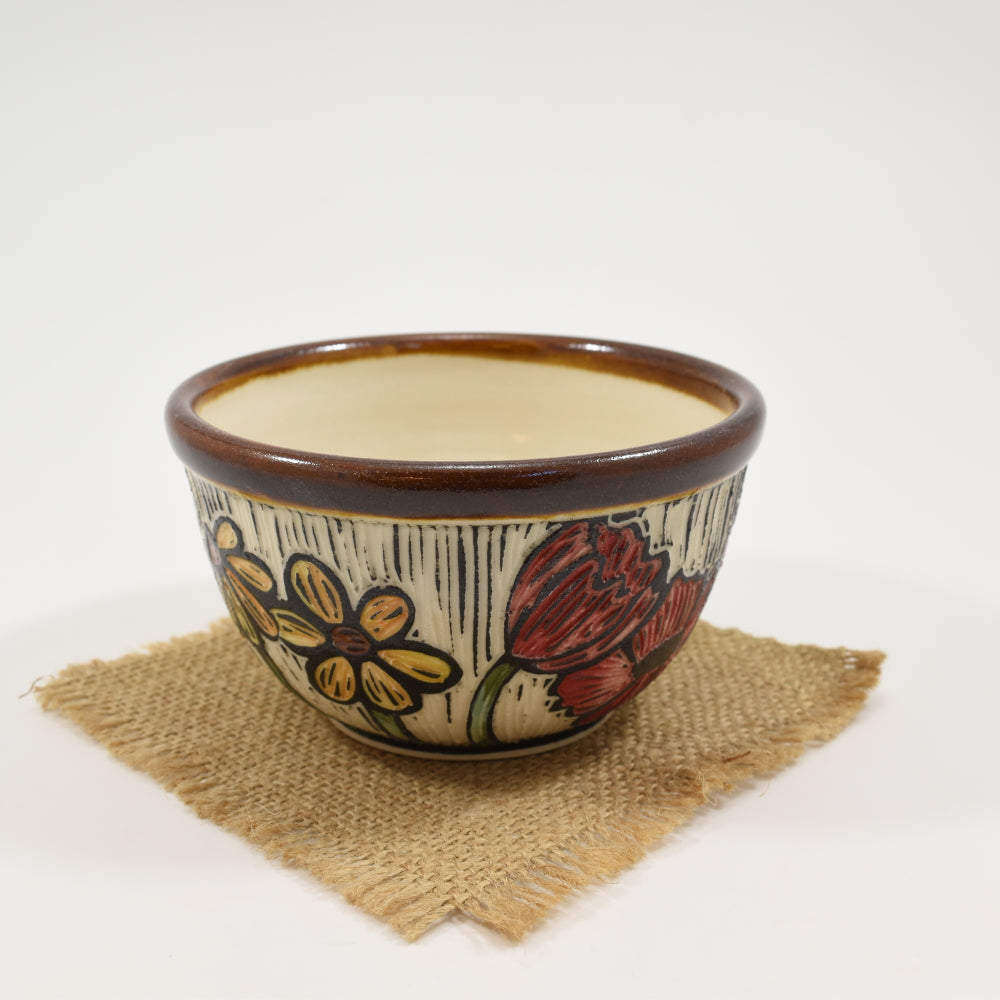 Small Bowl - Spring Flowers, amber