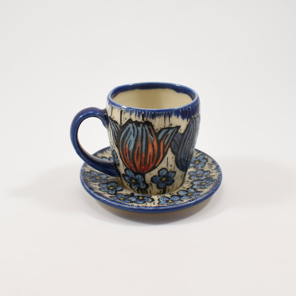 Espresso Cup & Saucer - Tulip, cobalt