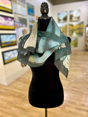 Batik Scarf - Deep Green/Grey & Heather