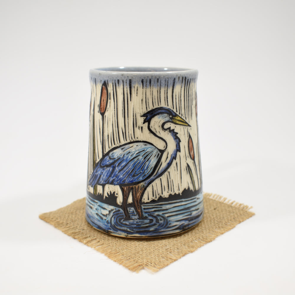 Mug - Blue Heron, Light Blue